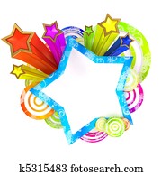 Disco banner with beautiful colored stars and stripes
