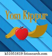 Jewish holiday card horn and apple Jewish holiday card horn and apple
