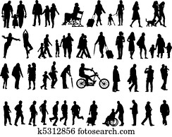 pessoas, sobre, 50, silhuetas