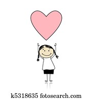 Saint valentine day - cute girl holding heart Saint valentine day - cute girl holding heart