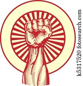 Soviet propaganda poster style fist Soviet propaganda poster style fist