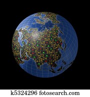 asiatische, wirtschaft, als, stock market