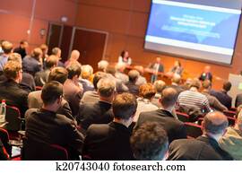 audiência, em, a, conferência, hall.