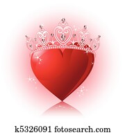 cristal, corazón, con, corona