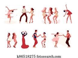 Dance studio set. Ballet, salsa and modern dance Dance studio set. Ballet, salsa and modern dance