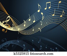 fundo, com, notas música