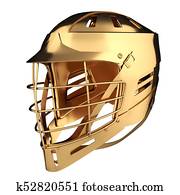 Golden Lacrosse helmet. Back view. Golden Lacrosse helmet. Back view.