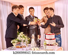 Group people at stage party .