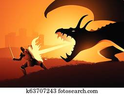 Knight fighting a dragon Knight fighting a dragon