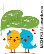 Lovebirds Sheltering From the Rain Lovebirds Sheltering From the Rain
