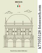 Palazzo della Loggia or Town Hall in Brescia, Italy. Landmark icon Palazzo della Loggia or Town Hall in Brescia, Italy. Landmark icon