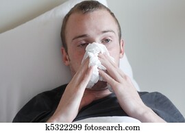 um, homem, com, a, gripe