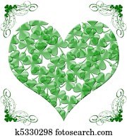 Happy St Patricks Day Heart of Shamrock Leaves Happy St Patricks Day Heart of Shamrock Leaves
