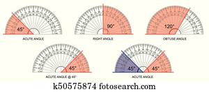 protractor actual size graduation clipart k38721025 fotosearch