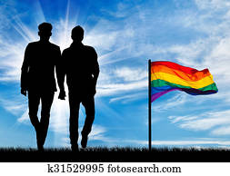 צללית, של, שני, גברים הומוסקסואליים