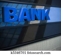 3D bank sign on a facade 3D bank sign on a facade