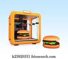 3D printer and hamburger 3D printer and hamburger