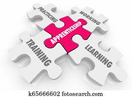 Apprenticeship On the Job Training Learning Puzzle Pieces Words 3d Illustration Apprenticeship On the Job Training Learning Puzzle Pieces Words 3d Illustration