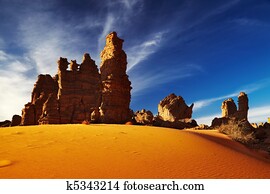 Bizarre sandstone cliffs in Sahara Desert