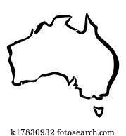 black outline of Australia map black outline of Australia map