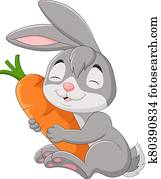 Cartoon rabbit holding a carrot Cartoon rabbit holding a carrot