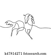 Continuous one line drawing. Horse logo Continuous one line drawing. Horse logo
