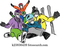 happy family ski illustration happy family ski illustration