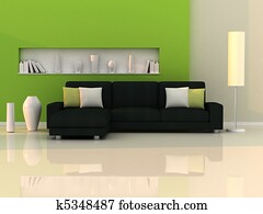 innere, von, dass, modernes zimmer