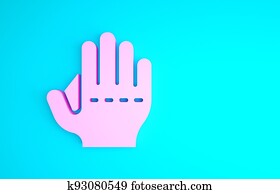 Pink Baseball glove icon isolated on blue background. Minimalism concept. 3d illustration 3D render