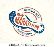 Run icon, running symbol, marathon poster and logo