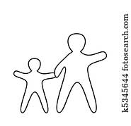 silhouette, de, parent, et, enfants