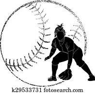 Softball Silhouette Fielder Softball Silhouette Fielder
