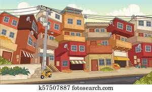 Street of poor neighborhood in the city. Street of poor neighborhood in the city.