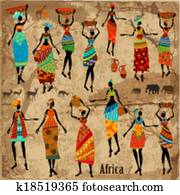 Vintage background with beautiful African women