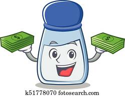 With money salt character cartoon style