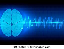 Abstract brain wave concept on blue background technology Abstract brain wave concept on blue background technology
