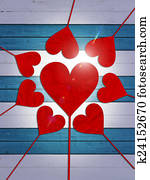 corazón, corazones, amor, día de valentines, madera, tabla