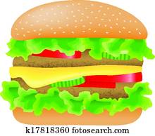 hamburger with meat, lettuce, cucumber, cheese and tomato hamburger with meat, lettuce, cucumber, cheese and tomato