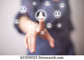 hand pressing social media icon hand pressing social media icon