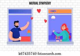 Mutual Sympathy Neighbors Windows Illustration Mutual Sympathy Neighbors Windows Illustration