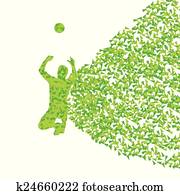 männer, volleyballspieler, silhouette