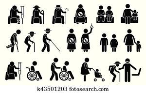 prioritet, sittplatser, och, seatings, för, folk in, need.