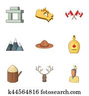 Canada icons set, cartoon style Canada icons set, cartoon style