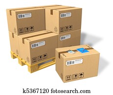 Cardboard boxes on pallet