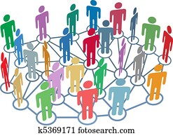 dużo, ludzie, grupa, rozmowa, sieć, towarzyski, media