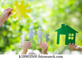 ecologia, casa, em, mãos