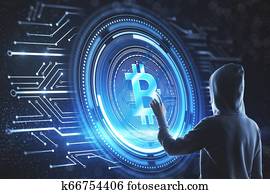 Hacking and cryptocurrency concept Hacking and cryptocurrency concept
