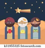 les, trois, rois, de, orient, hommes sages