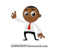 negro, oficina, hombre