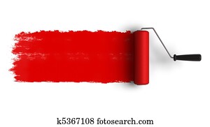 Red roller brush with trail of pain Red roller brush with trail of pain
